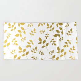 Modern White Gold Fall Collection Beach Towel