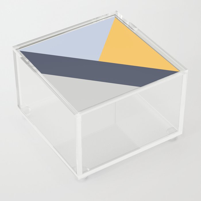 Navy blue diagonal stripe with colorful triangles Acrylic Box