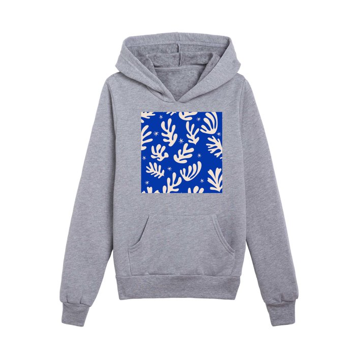 Seaweed Pattern Blue Matisse Inspired Kids Pullover Hoodie