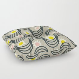 RISE AND SHINE ABSTRACT PATTERN in PINK YELLOW GRAY BLACK Floor Pillow