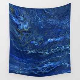 Navy Blue & Gold Marble Abstraction Wall Tapestry