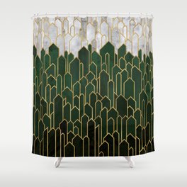 Emerald Green Crystals - Abstract Mosaic Shower Curtain