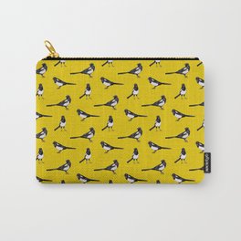 Magpies on Yellow - Bird Pattern Carry-All Pouch