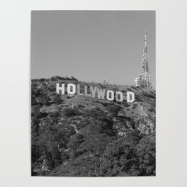 Hollywood Sign Black & White, California Vintage, Retro, Fine Art Photography Poster