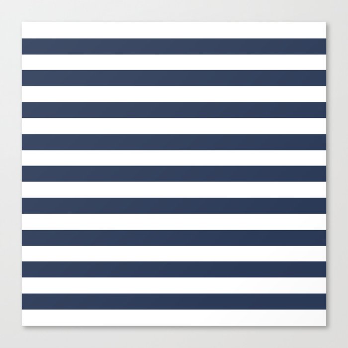 Ohlala - Dark Blue Colourful Minimalistic Retro Stripe Art Design Pattern Canvas Print