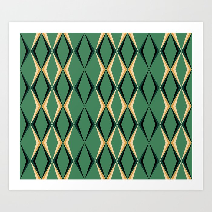 Art Deco Green & Gold Art Print