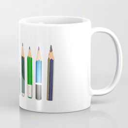 Lined up Old and Used Architect's Pencils Illustration Mug