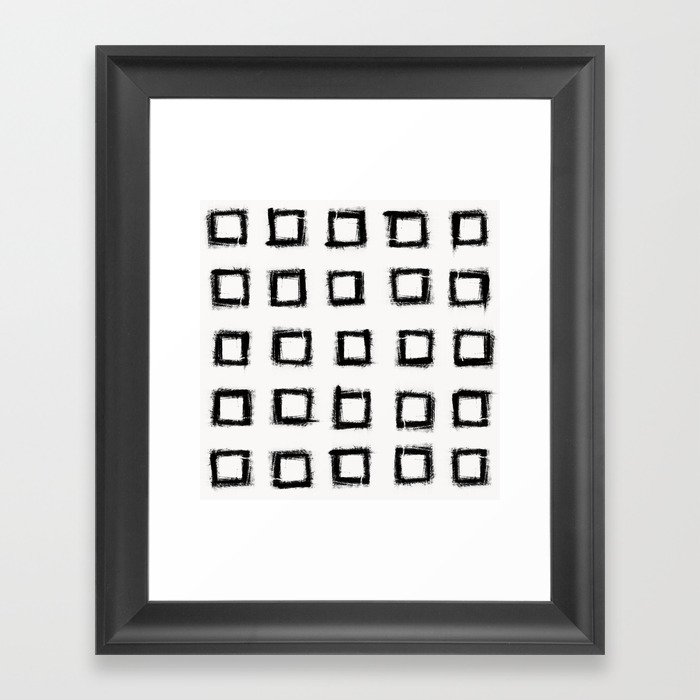 form blocs | square stroke dots | black on white  Framed Art Print