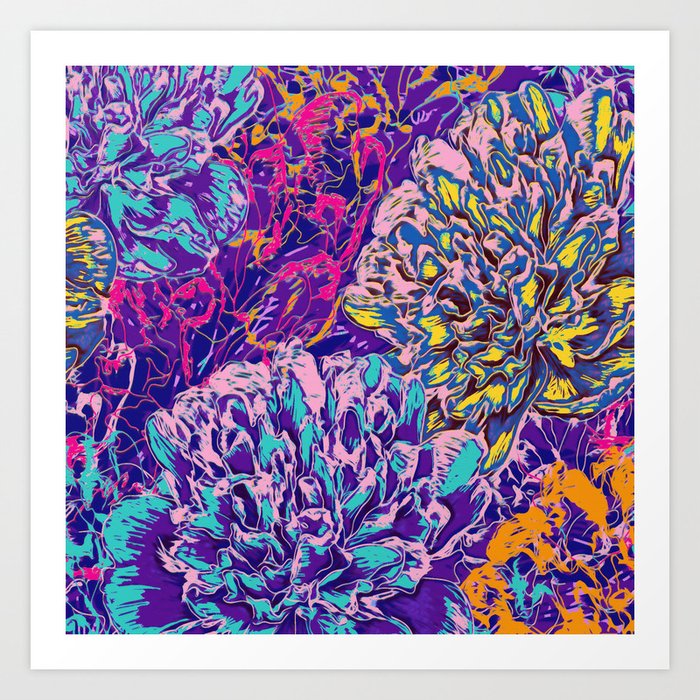 Very Colorful Abstract Flowers Art Print By Mariabiro Society6