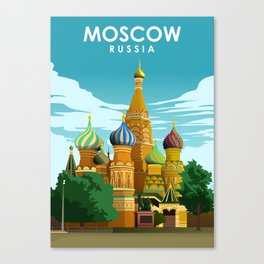 Moscow Russia Vintage Minimal Travel Poster Canvas Print