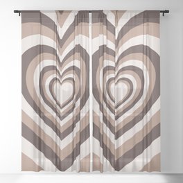 Retro Hearts in Hypnotic pattern (xii 2021) Sheer Curtain