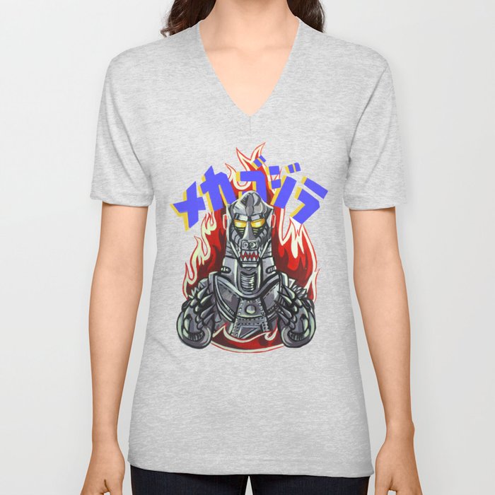 Mecha Godzilla! V Neck T Shirt