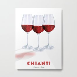 Chianti Italian Wine Metal Print | Handlettering, Chianti, Wine, Italy, Red, Bright, Modern, Cocktail, Celebrate, Painting 