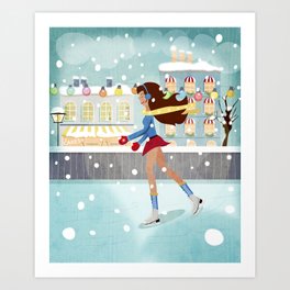 Ice Skating Girl Art Print