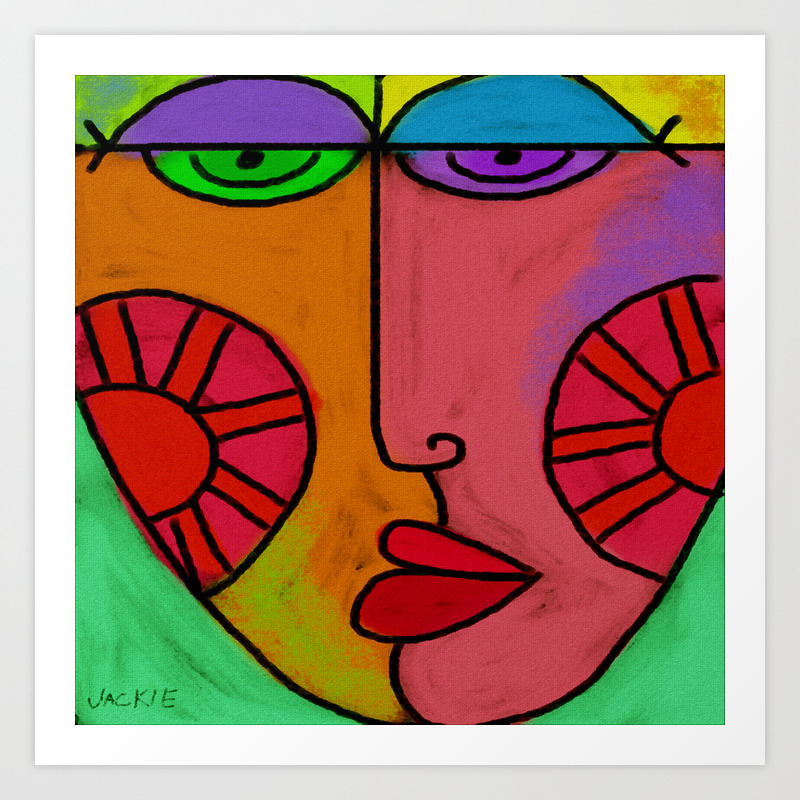 Colorful Abstract Digital Painting Of A Face Art Print By
