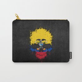 Flag of Ecuador on a Chaotic Splatter Skull Carry-All Pouch