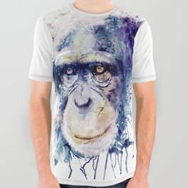Watercolor Chimpanzee All Over Graphic Tee