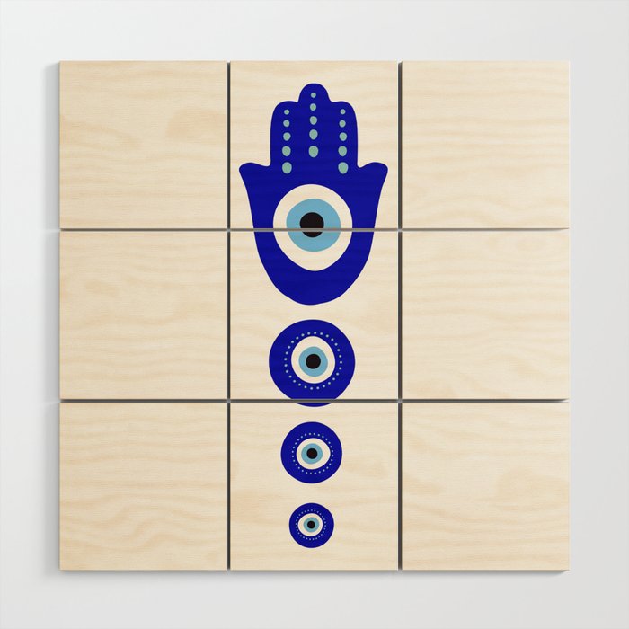 Nazar Boncugu, Nazar Amulet, The Evil Eye Protection, Mau Olhado, Jettatura, Mavi Boncuk - W Wood Wall Art