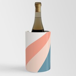 Pink and blue diagonal retro stripes Wine Chiller