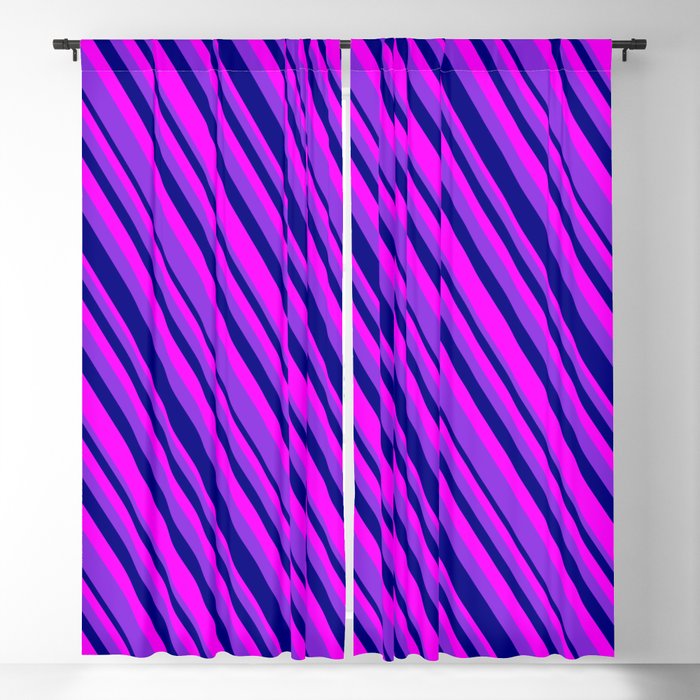 Purple, Blue & Fuchsia Colored Lined Pattern Blackout Curtain