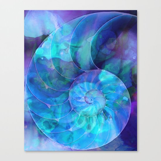 Blue Nautilus Shell - Seashell Art By Sharon Cummings Canvas Print