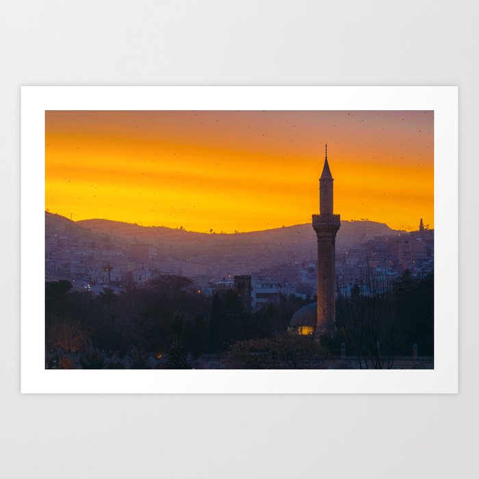 A minaret engulfed by birds Art Print | Landscape, Photo, Nature, People