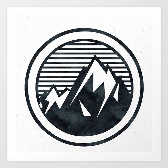 THE MOUNTAIN Black and White Art Print