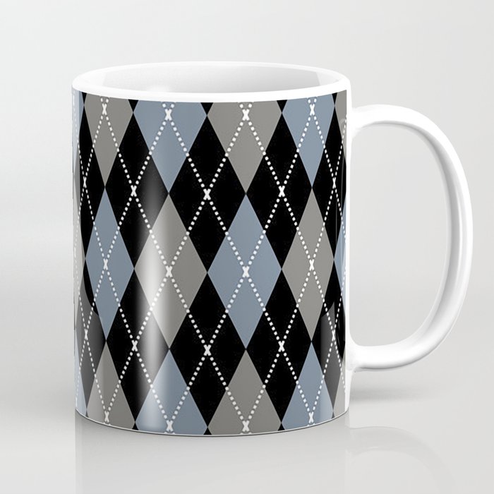 Blue And Grey Argyle Pattern,Diamond Abstract,Quilt,Knit,Tartan,Sweater,Traditional,Geometrical,  Coffee Mug