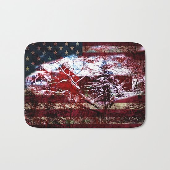 Patriotic American Barn Bath Mat