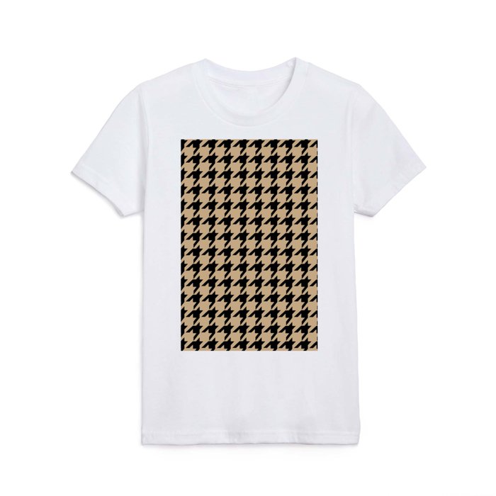 Houndstooth (Black & Tan Pattern) Kids T Shirt