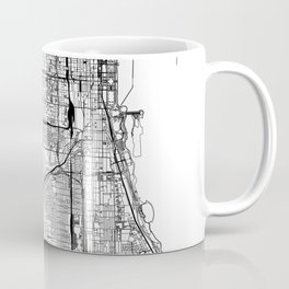 Chicago White Map Coffee Mug | Simple, Chicago, Black and White, Urban, Map, Vector, Minimal, Art, City, Graphicdesign 