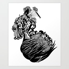 Flamenco dancer abstract ink drawing Art Print