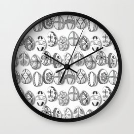 polish easter eggs black and white Wall Clock
