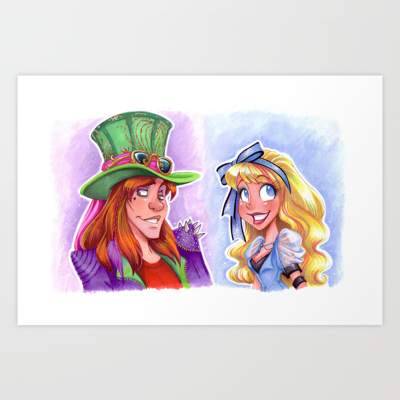 Mad T Party Alice And Mad Hatter Art Print By