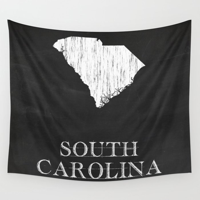 South Carolina State Map Chalk Drawing Wall Tapestry by Finlay McNevin 