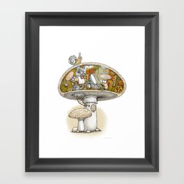 Mushroom Aliens inside the Mushroom Framed Art Print