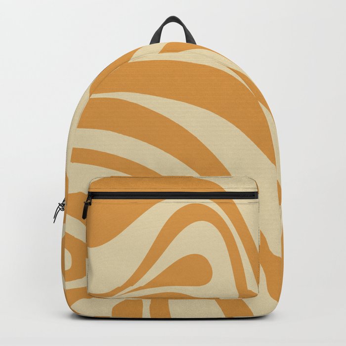 New Groove Retro Swirl Abstract Pattern Muted Honey Mustard Gold  Backpack