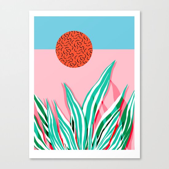 Freakin' - memphis throwback style palm springs neon art print 1980s vintage desert road trippin Canvas Print