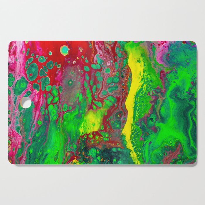 Red Green And Yellow Colorful Abstract Landscape Painting Cutting Board