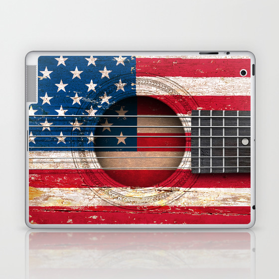 Old Vintage Acoustic Guitar With American Flag Laptop Ipad Skin By Jeffbartels Society6