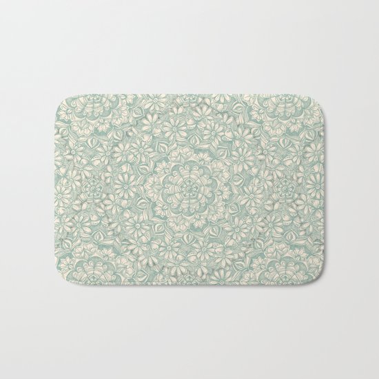 Sage Medallion with Butterflies & Daisy Chains Bath Mat