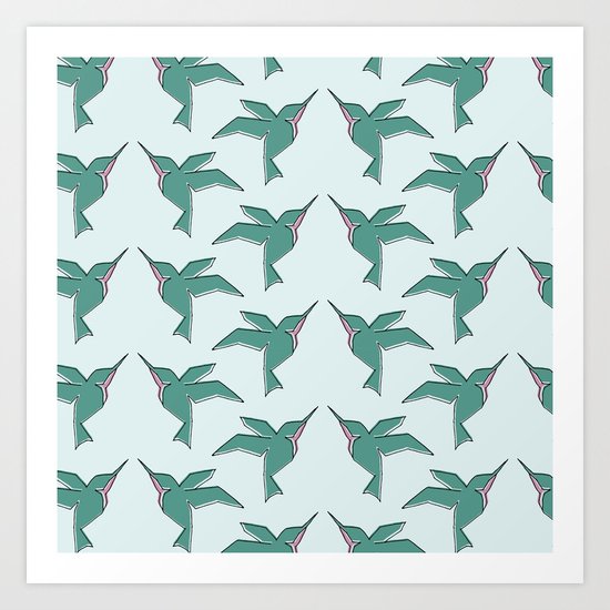 Origami Hummingbirds Art Print