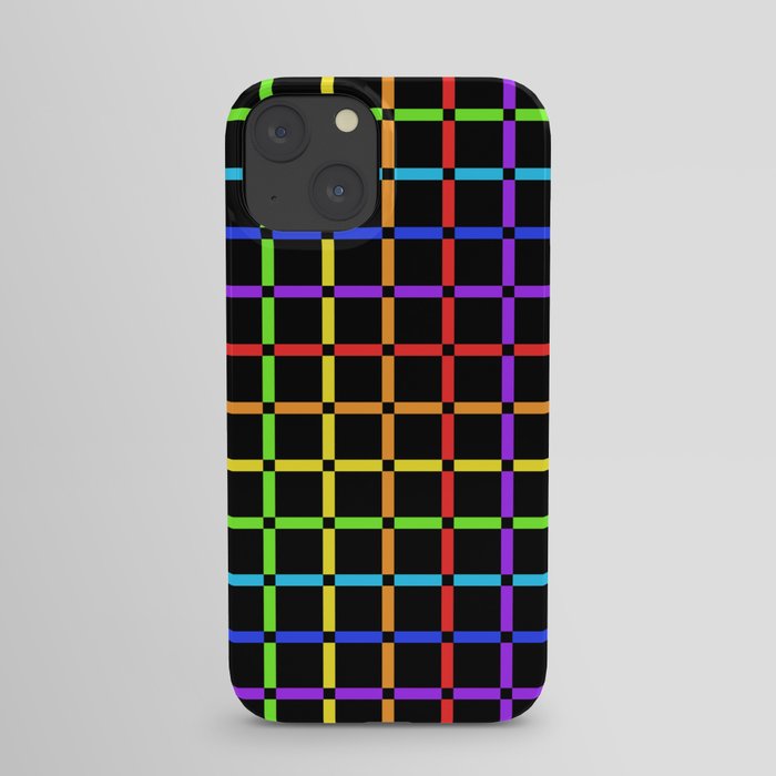 Rainbow Gingham Dark 01 iPhone Case