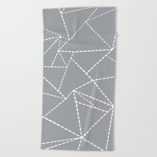 Abstract Dotted Lines Grey Beach Towel