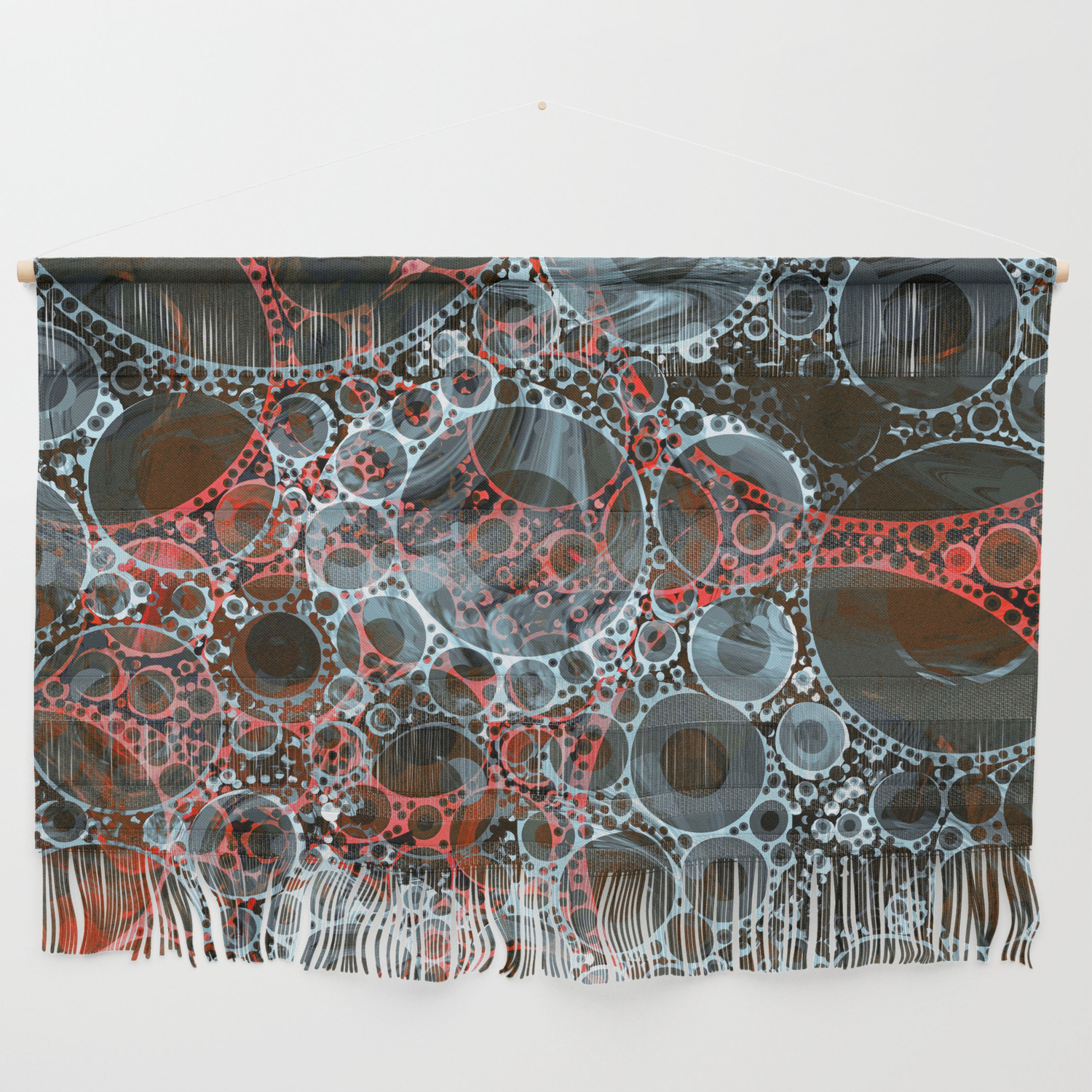 Red Black Bubble Abstract Design Wall Hanging By Artaddiction45