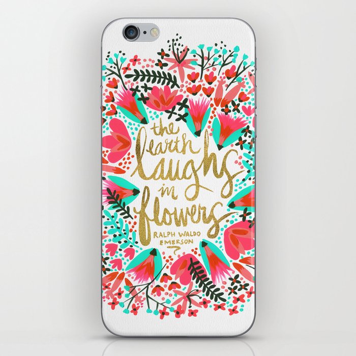 The Earth Laughs in Flowers – Pink & Gold iPhone Skin