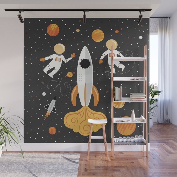 Astronauts in Space Wall Mural