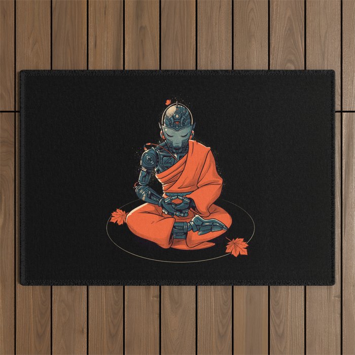 Meditation Robot Monk by Tobe Fonseca Outdoor Rug