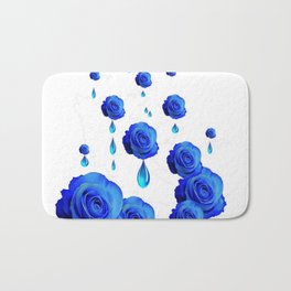 DRIPPING WET BLUE ROSES  DESIGN Bath Mat | Blueart, Roseart, Gardenart, Colored Pencil, Digital, Abstract, Blueroses, Wet, Surrealart, Blueflowers 
