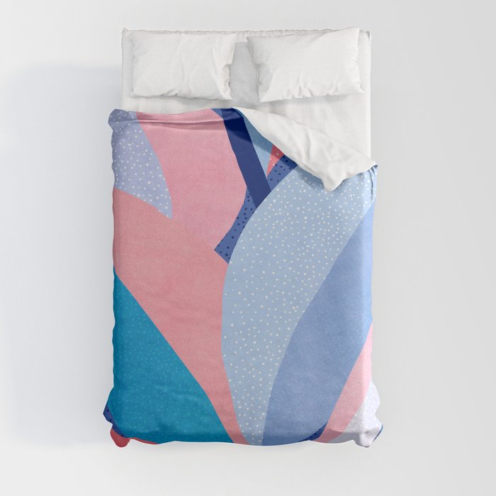 Pink and Blue Abstract Botanical Duvet Cover